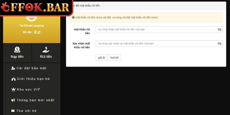 Điều kiện cần đáp ứng khi thực hiện rút tiền FFOK
